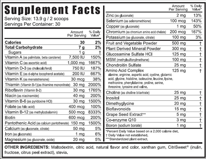 Tangy Tangerine Supplement Facts